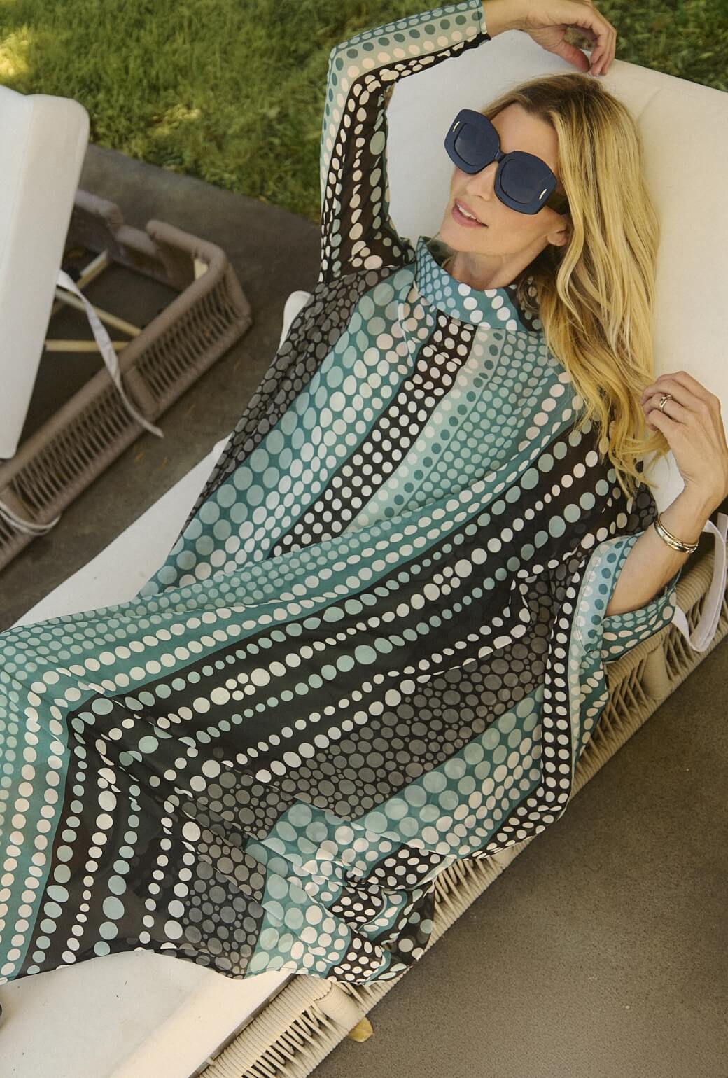 Palm Canyon Kaftan - Aqua & Black Dot - BURU