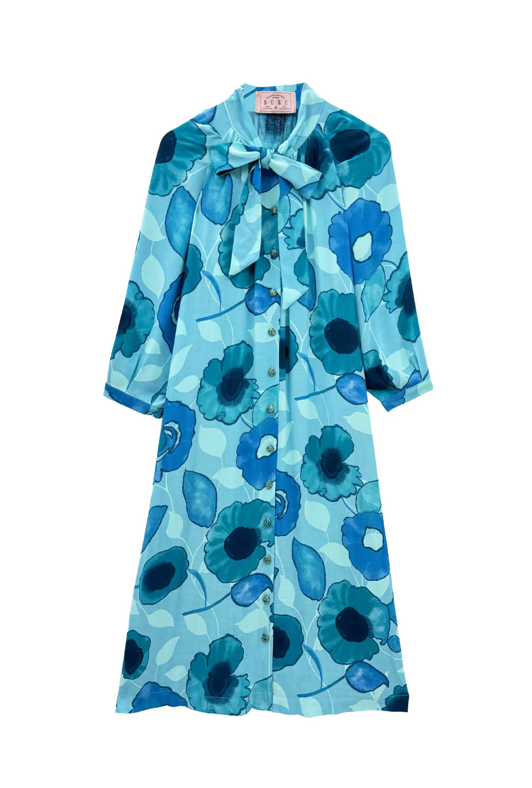 Bow Housecoat - Aquamarine - BURU