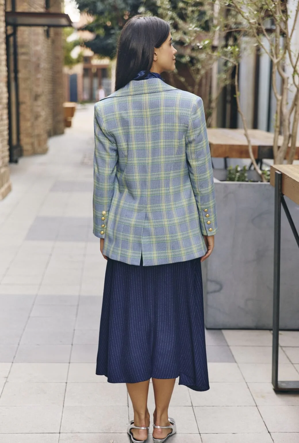 Boyfriend Blazer - Blue & Green Plaid - BURU