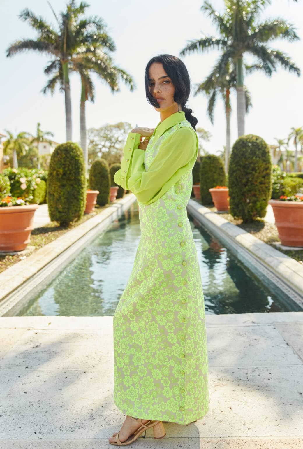 Jackie Dress Tea Length - Lemon Brightline - BURU