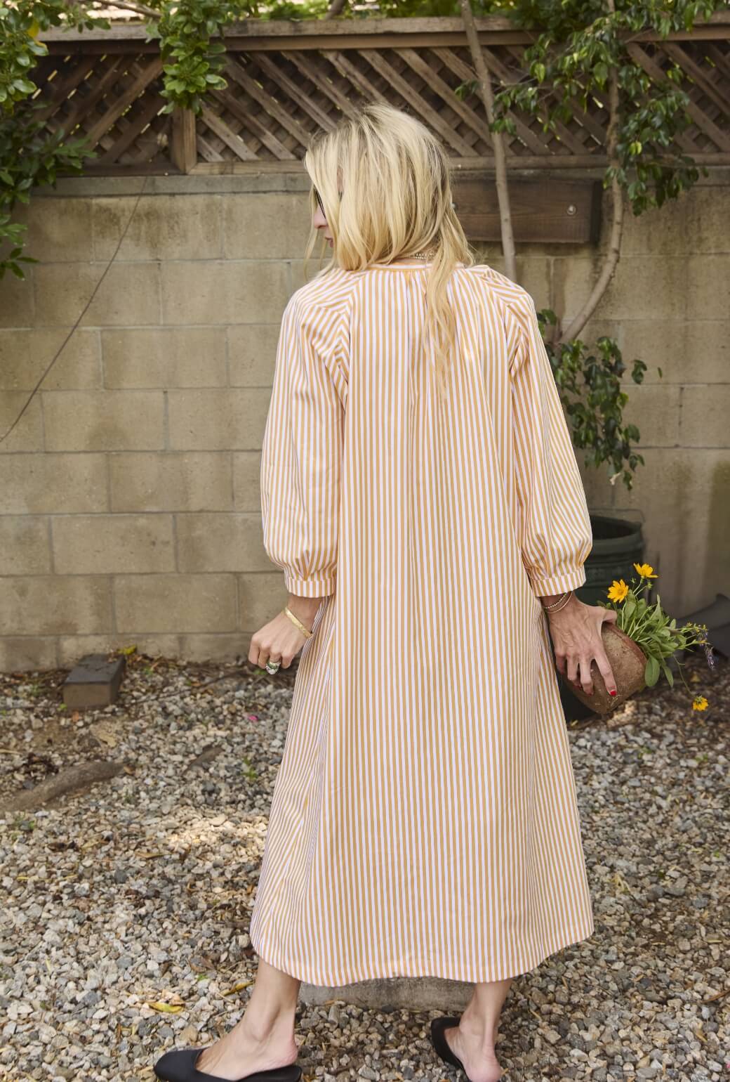 Bow Housecoat - Marigold Stripe - BURU