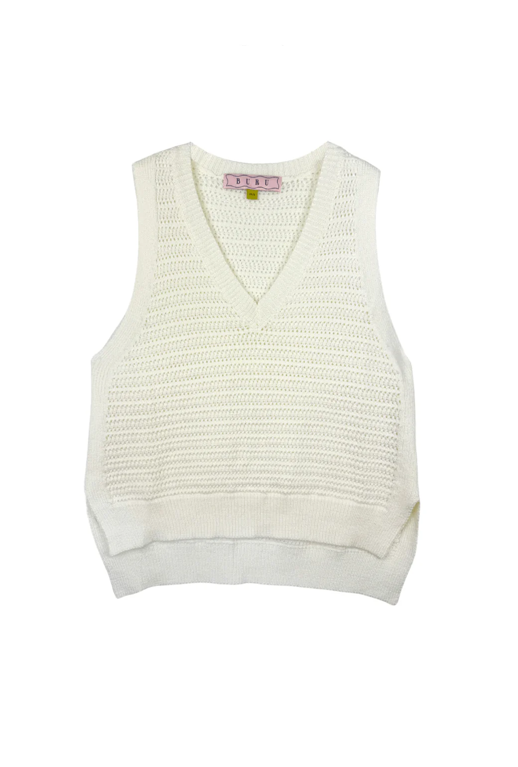 V-Neck Sleeveless Sweater - Off White - BURU