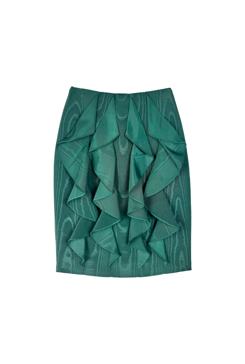 Le Ruffled Pencil Skirt - Jade Moiré - BURU