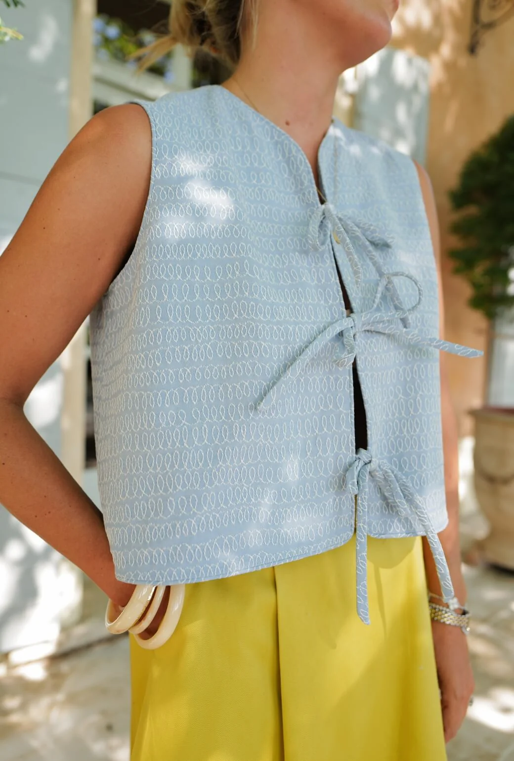 Buru x Megan Stokes The Fife Vest - Embroidered Chambray - BURU