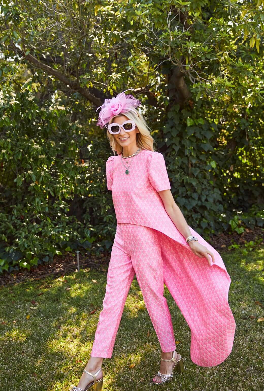 Run for the Roses Cropped Cigar Pant - Pink Damask - BURU