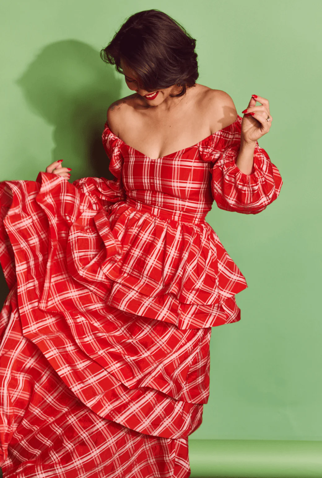 Teagan Tiered Skirt - Red Plaid - BURU