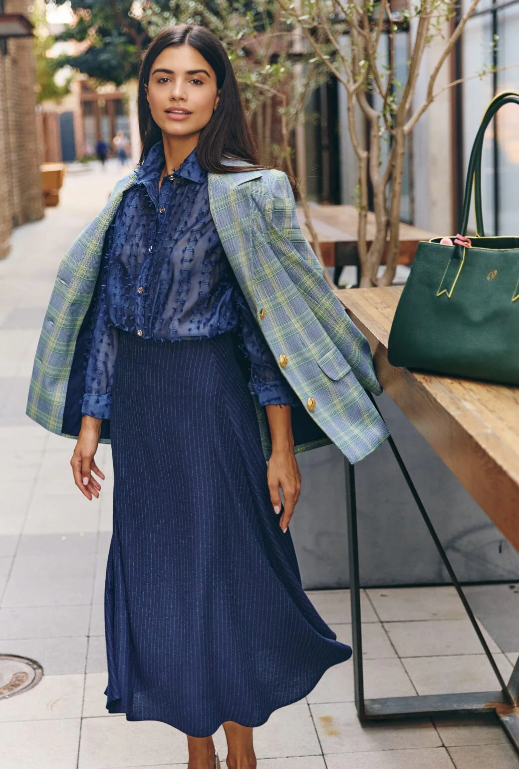 Boyfriend Blazer - Blue & Green Plaid - BURU