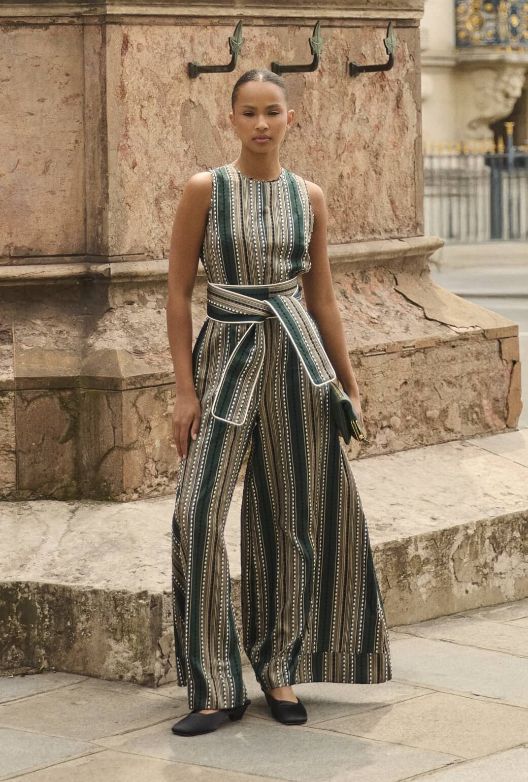 The Royale Jumpsuit - Green Embroidered Silk - BURU