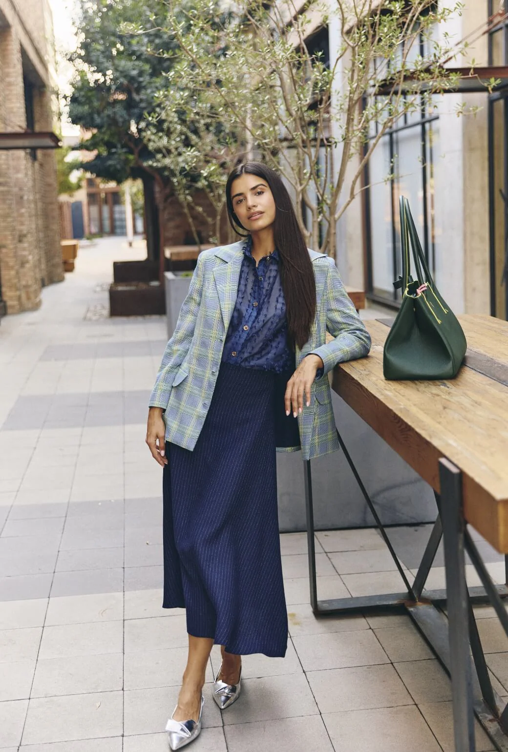 Boyfriend Blazer - Blue & Green Plaid - BURU