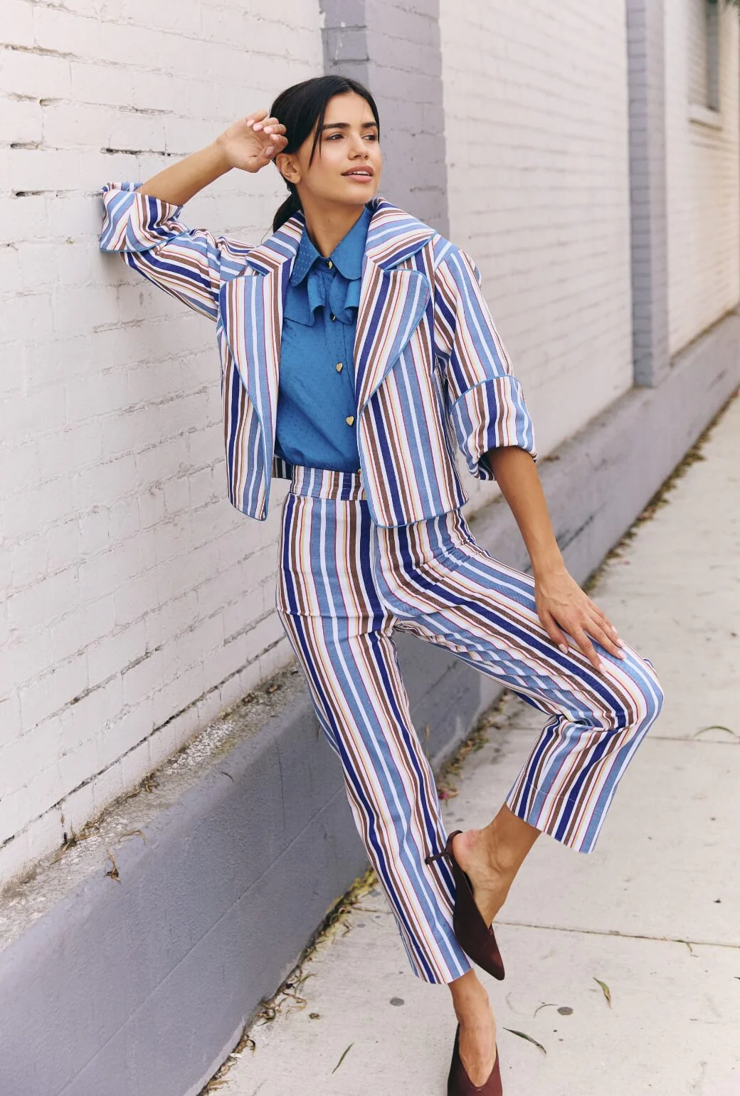 The Charlie Pant - Brown Stripe Twill - BURU