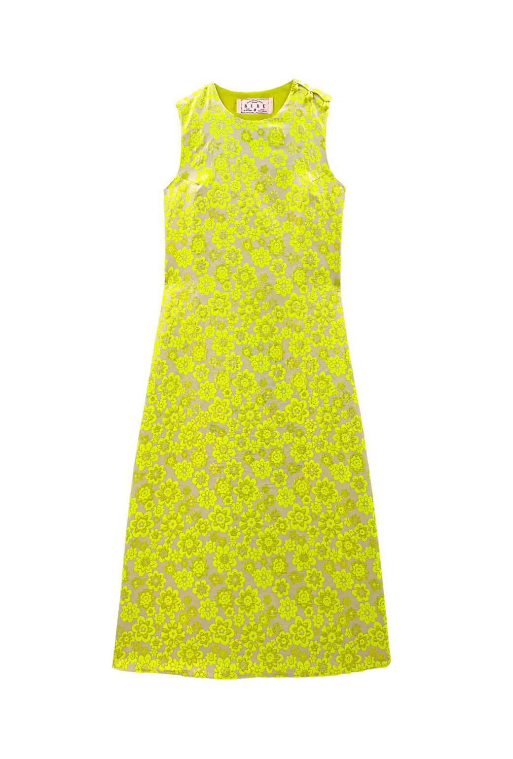 Jackie Dress Tea Length - Lemon Brightline - BURU