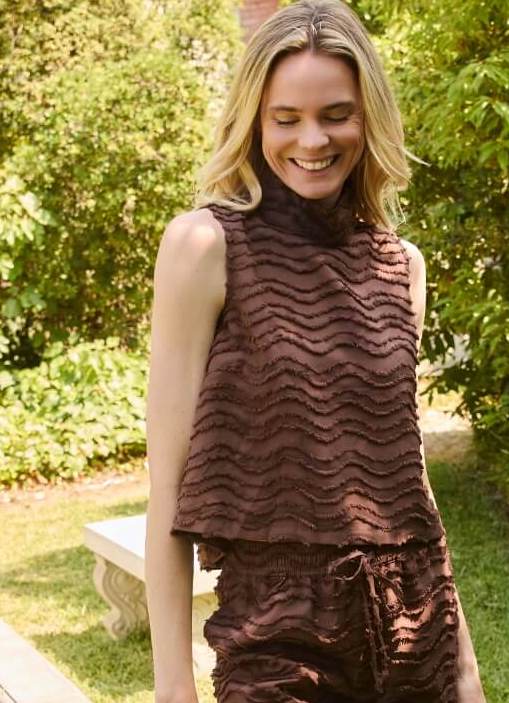 Cropped Sleeveless Mod Top - Chocolate Fringe - BURU