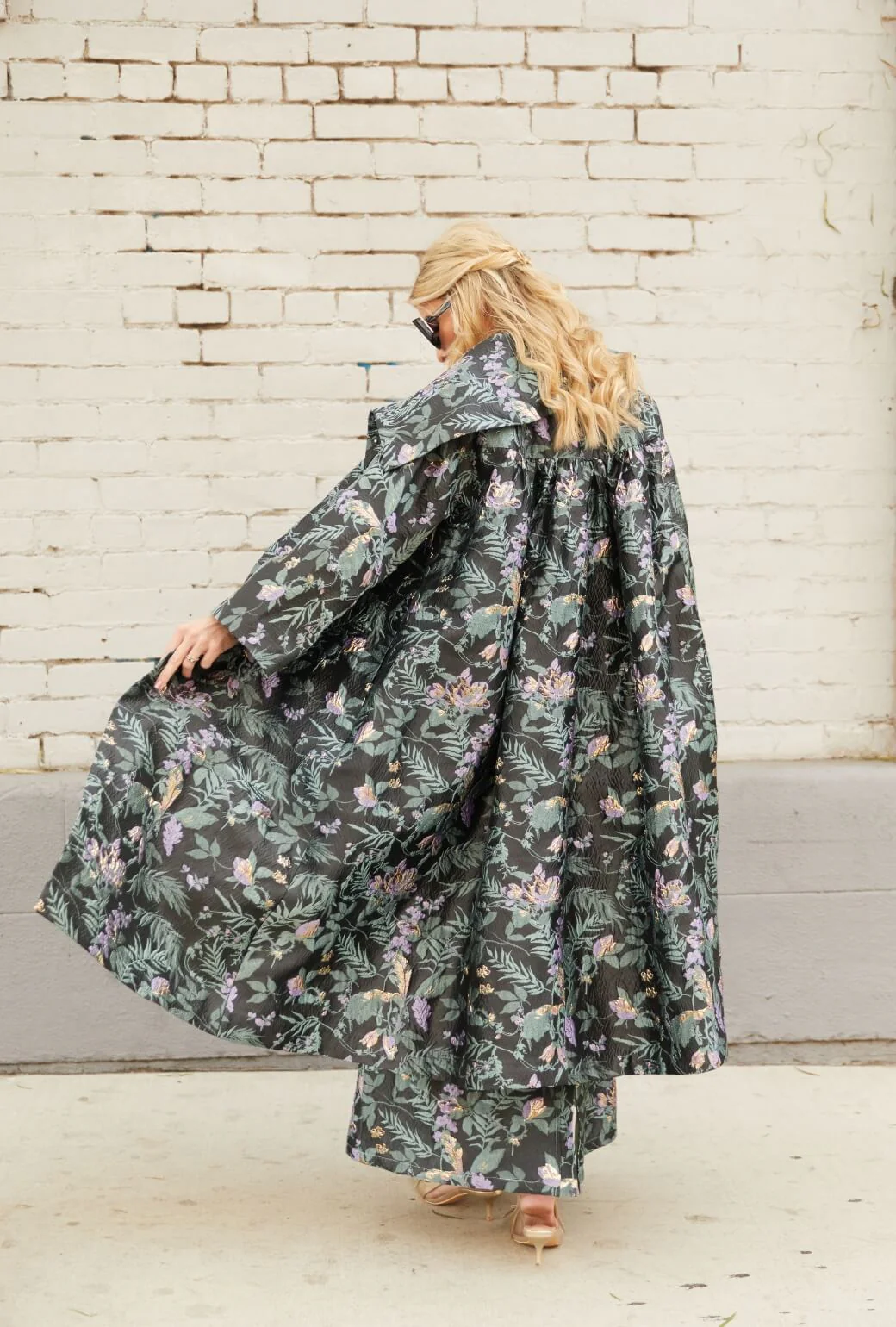 The Grace Coat - Sage & Lilac Brocade - BURU