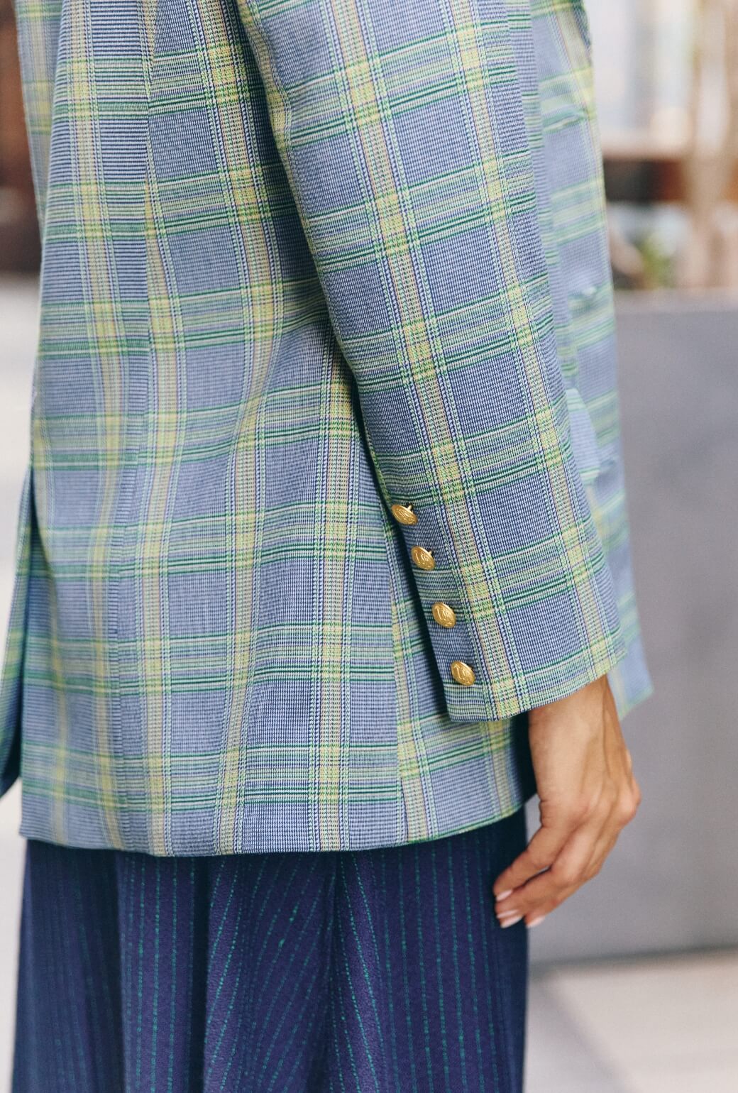 Boyfriend Blazer - Blue & Green Plaid - BURU