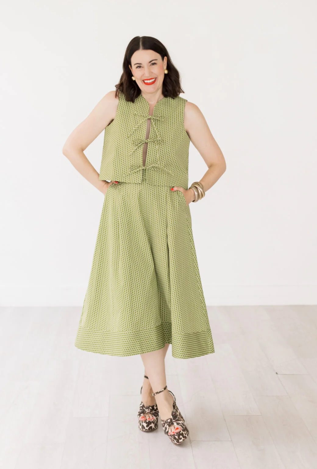 Buru x Val The Fife Vest - Green Polka Dot - BURU