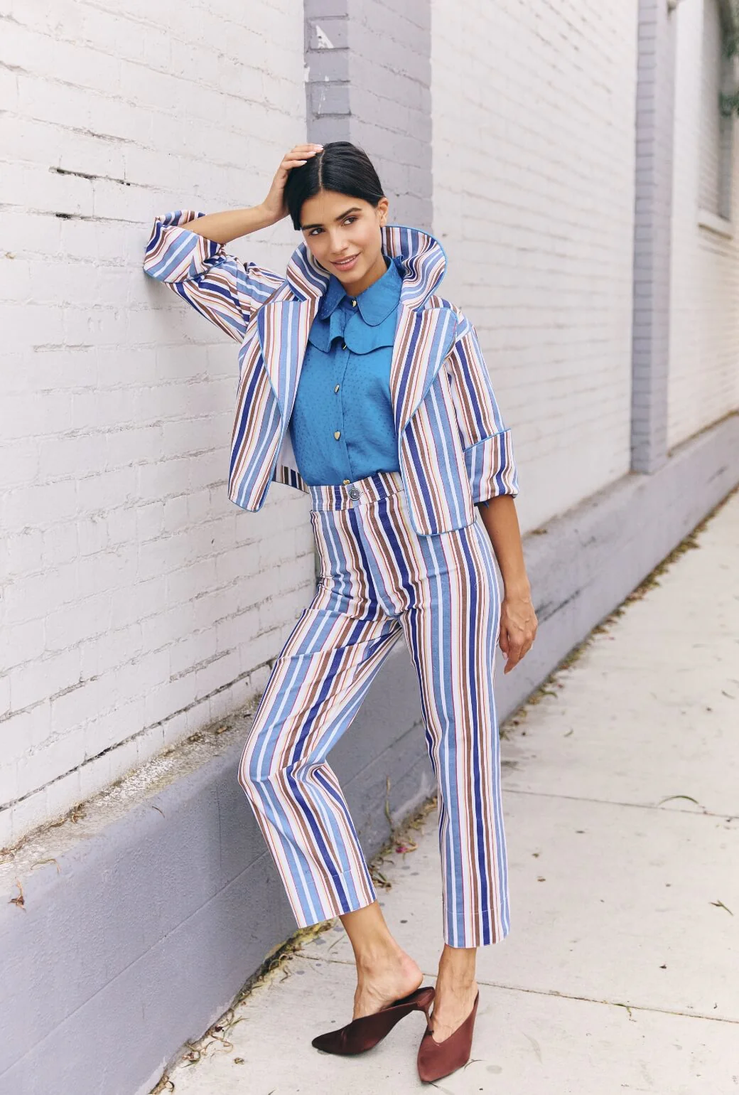 The Charlie Pant - Brown Stripe Twill - BURU