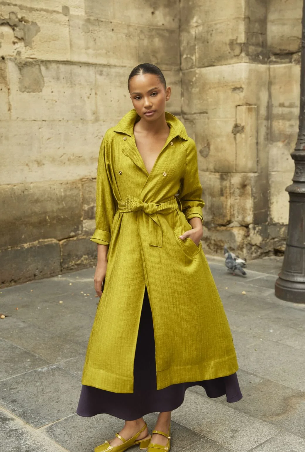 Trench Coat - Ribbed Chartreuse - BURU