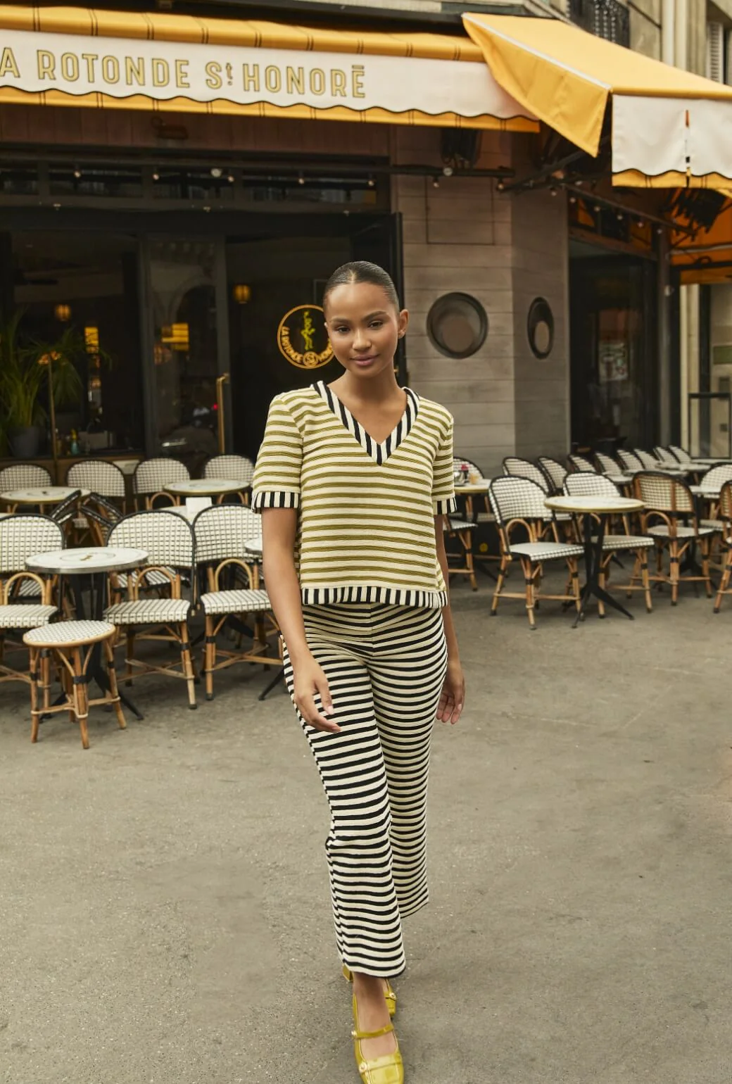 The Onasis Top - Moss & Black Striped Terry - BURU