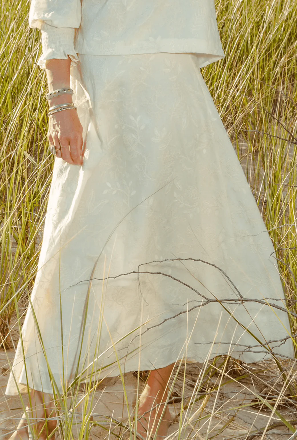 The Laura Skirt - Ivory Embroidery - BURU