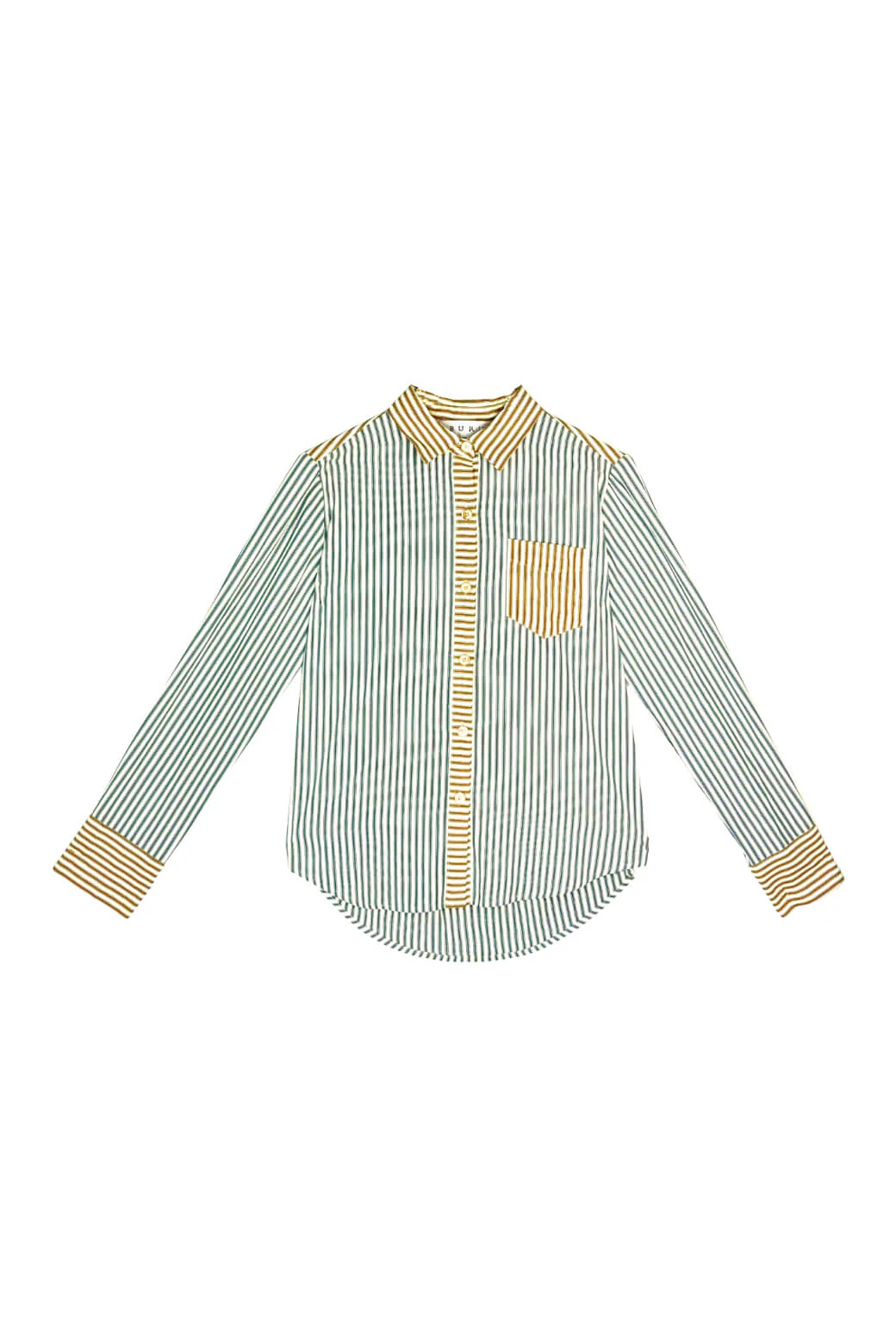 Mel Button Down Shirt - Deep Sea Stripe - BURU