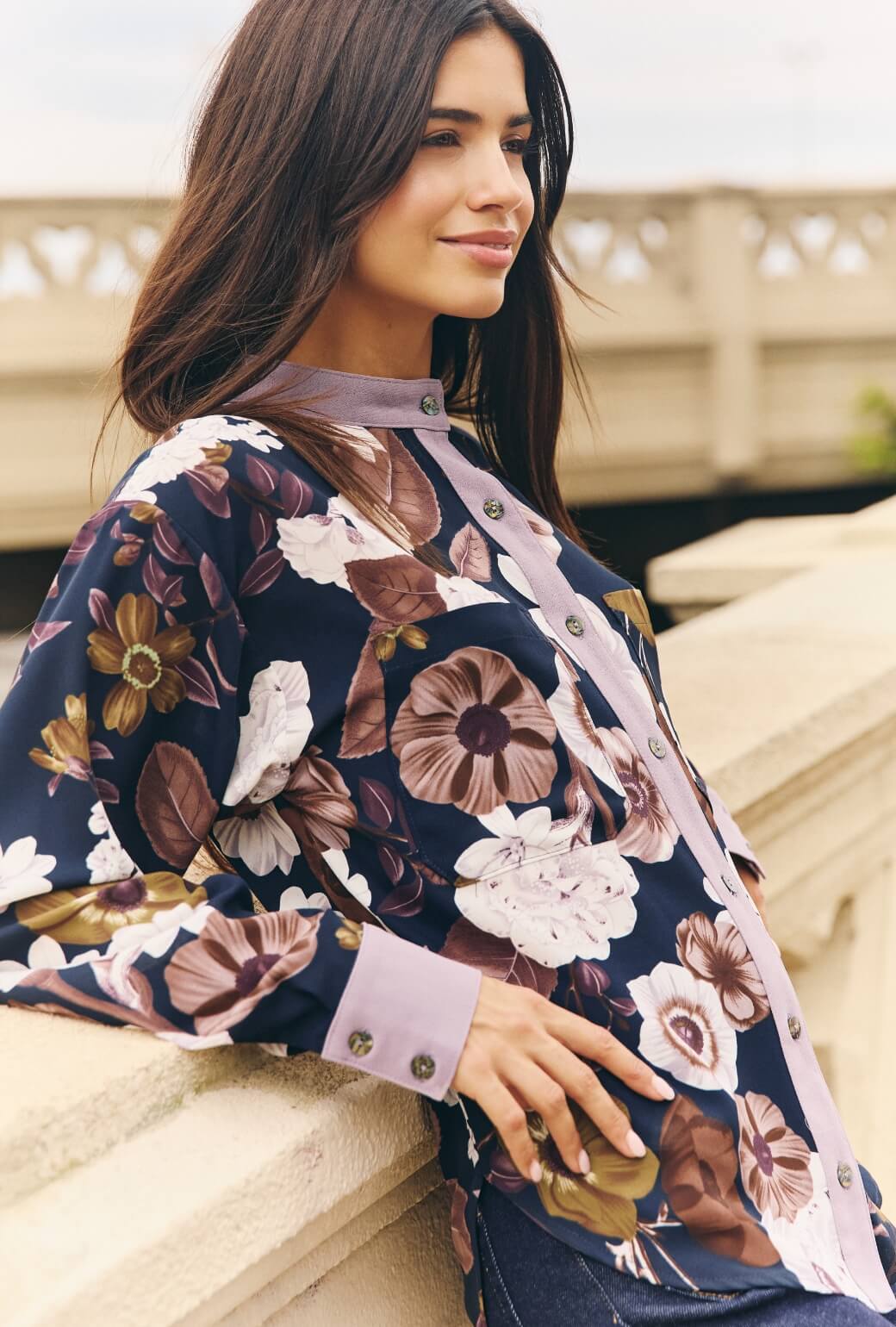 Mandarin Shirt - Fall Floral - BURU