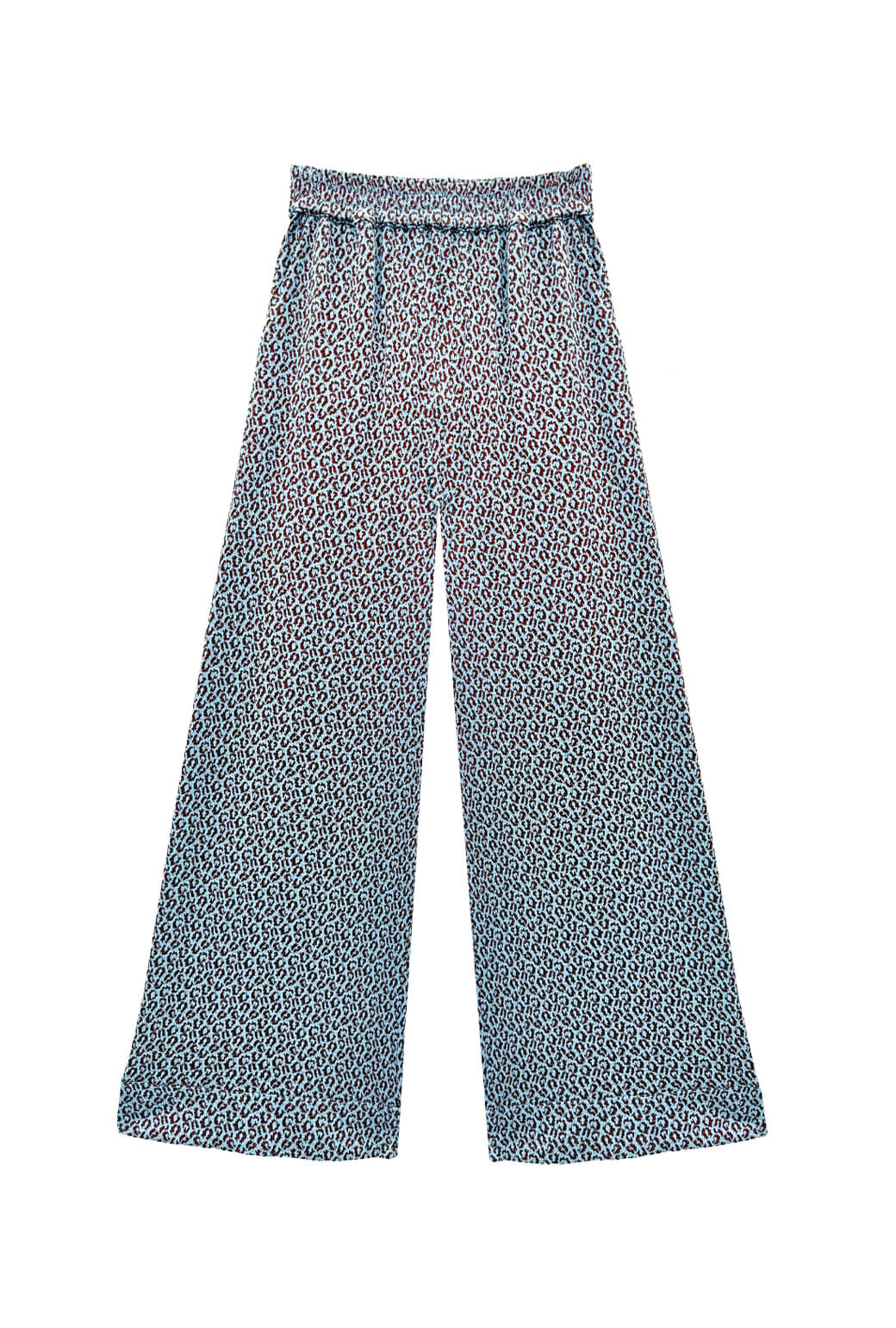 Wide Leg Knit Trouser - Blue & Brown Cheetah Knit - BURU