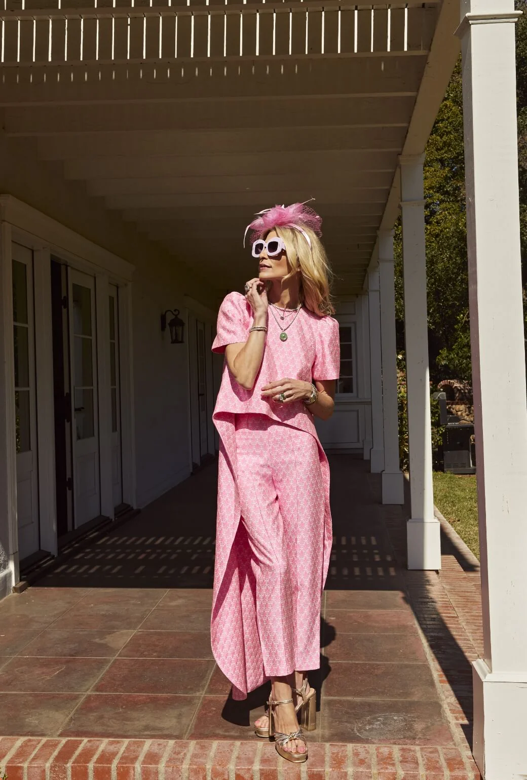 Run for the Roses Cropped Cigar Pant - Pink Damask - BURU