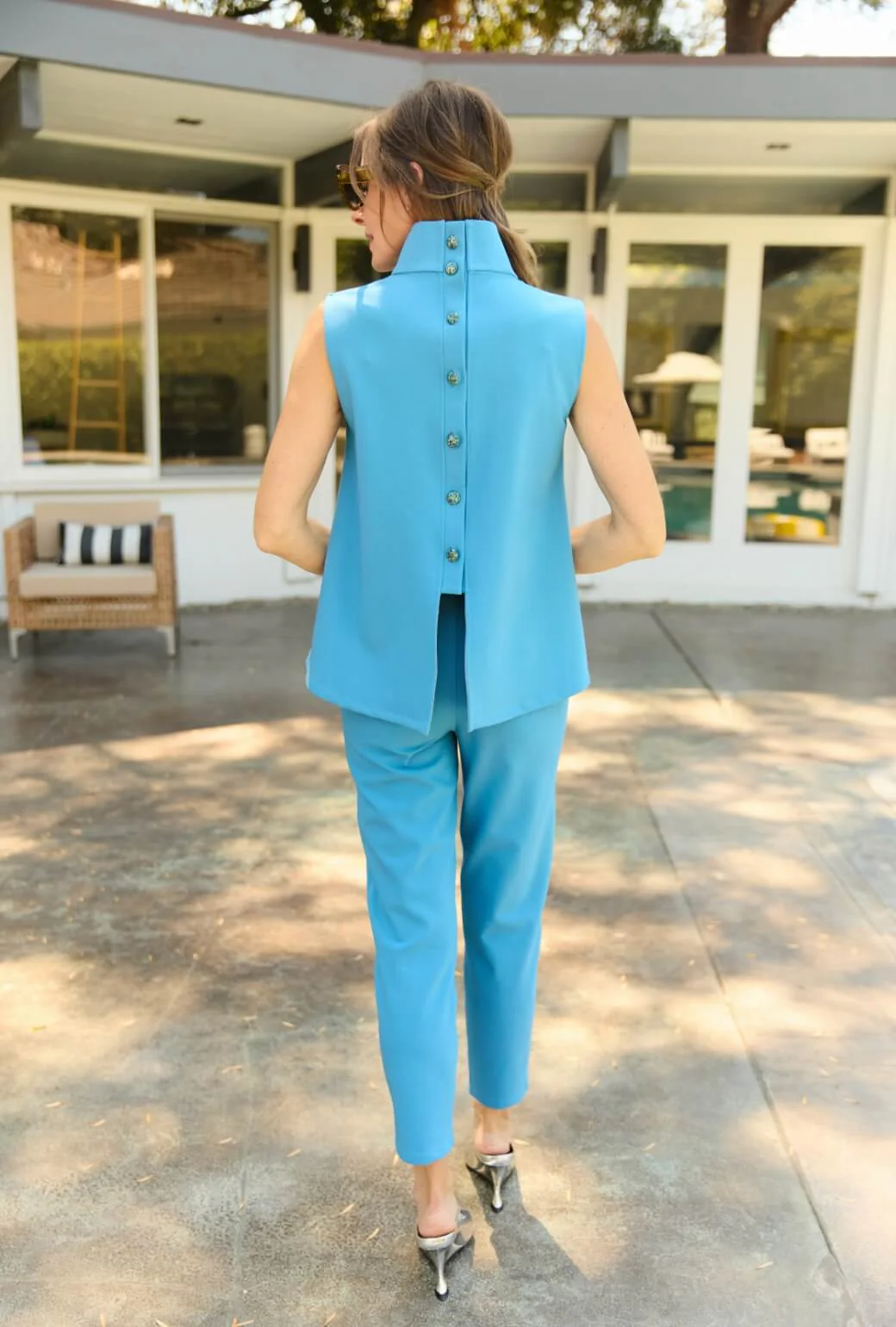 Cropped Cigar Pant - Stretch Blue - BURU