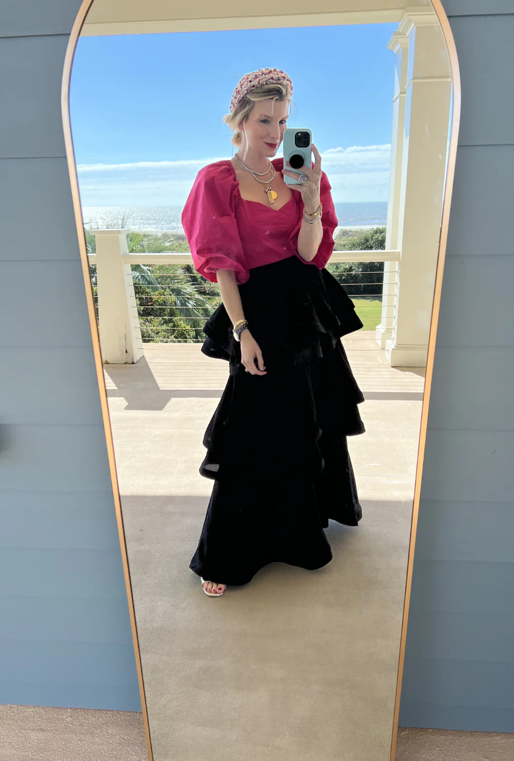 Balloon Sleeve Bustier - Fuchsia - BURU