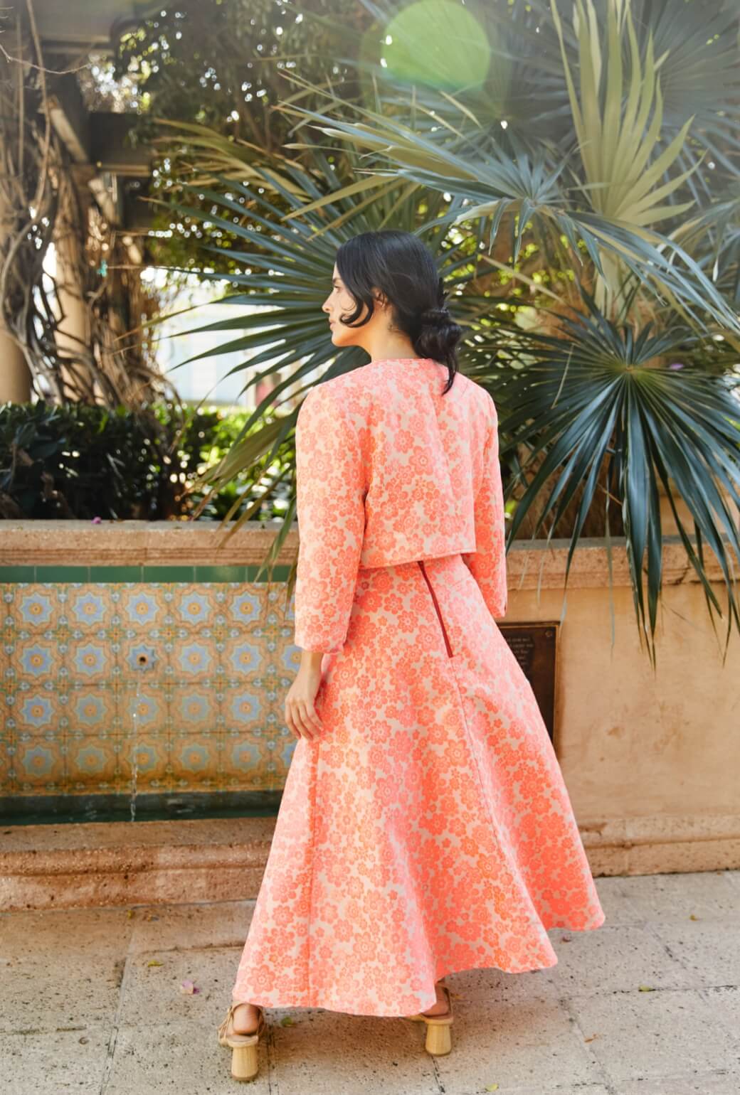 The Laura Skirt - Coral Brightline - BURU