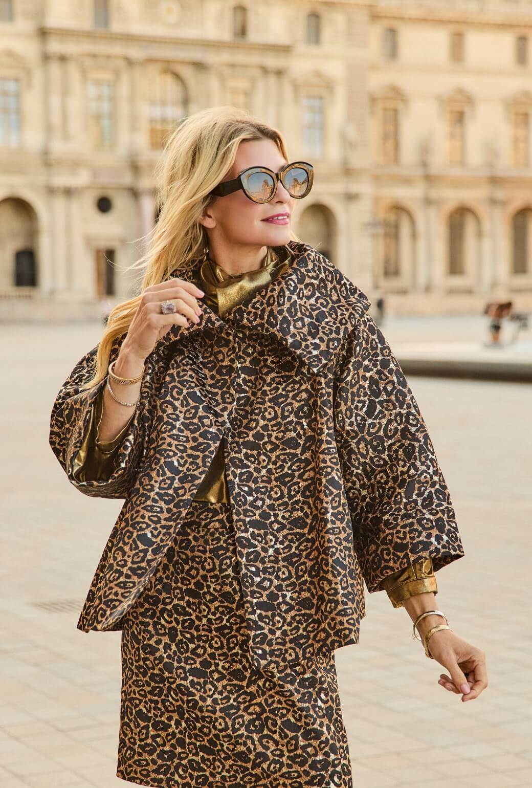 Cropped Grace Coat - Leopard Print Lurex - BURU