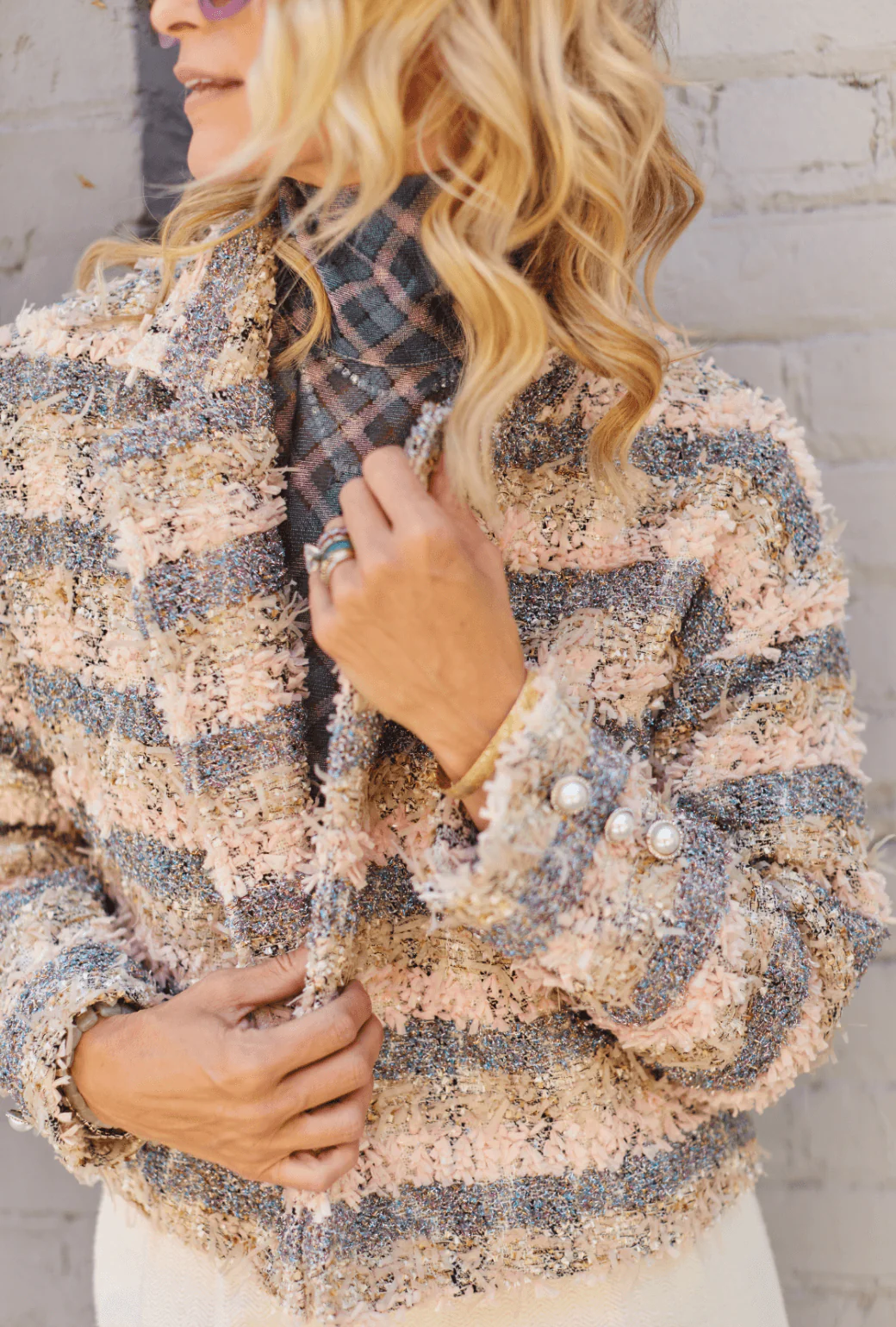 Cropped Blazer - Iridescent Tweed - BURU