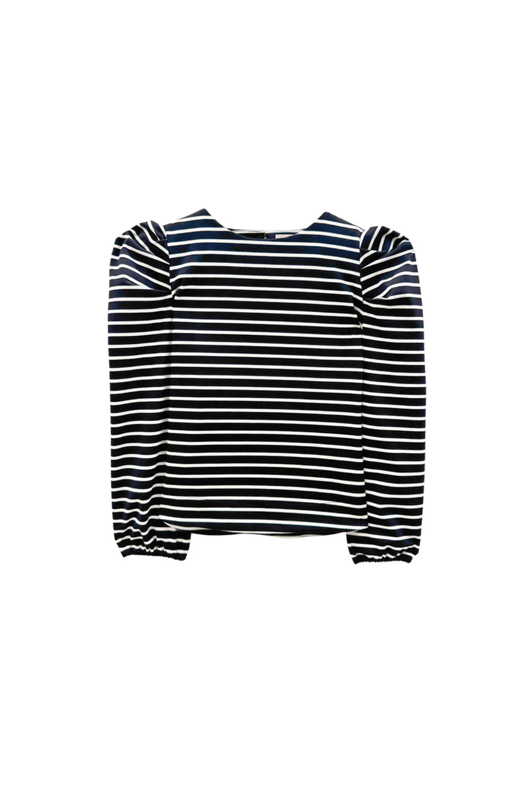 Puff Sleeve Pullover - B&W Stripe Knit - BURU