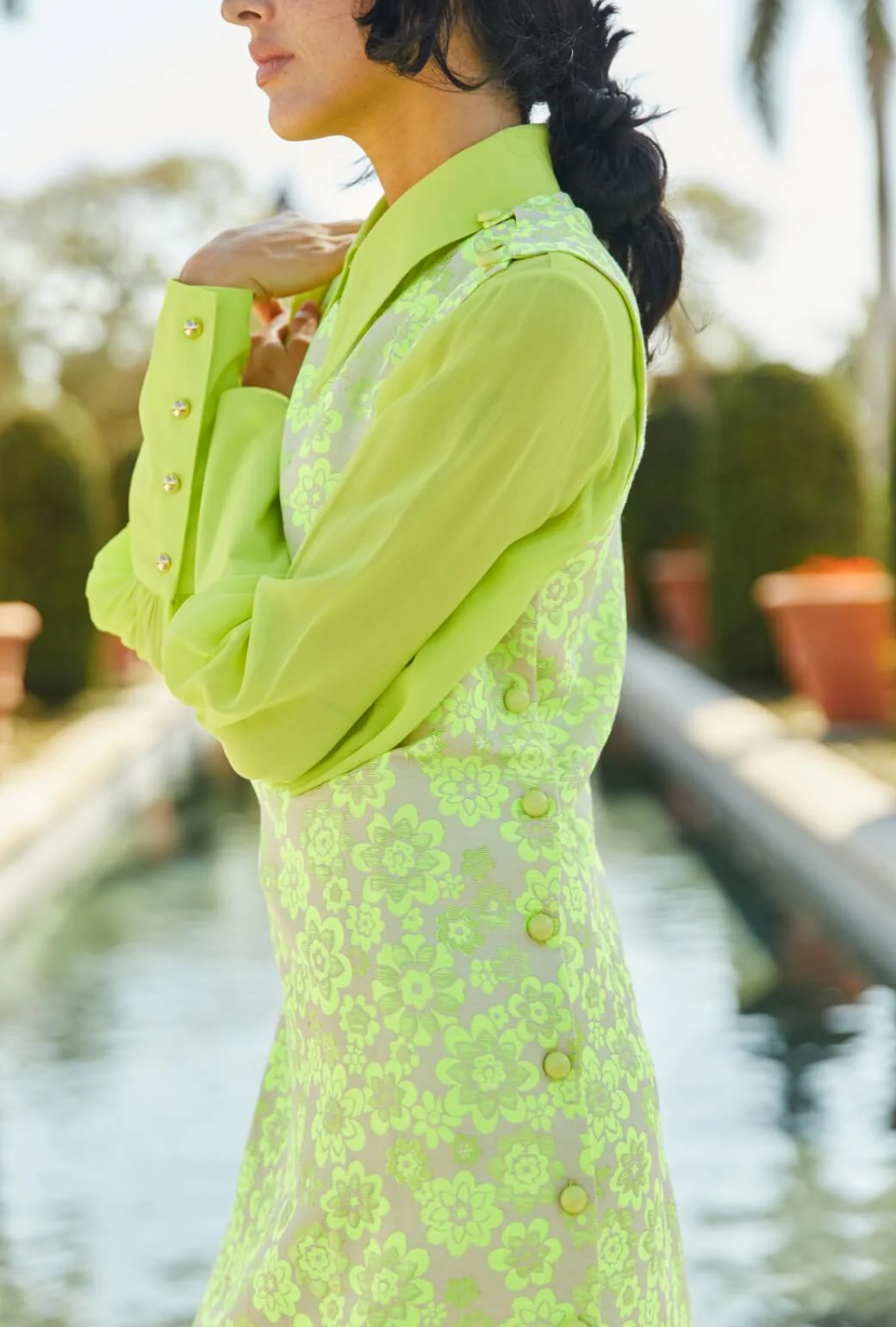 Jackie Dress Tea Length - Lemon Brightline - BURU