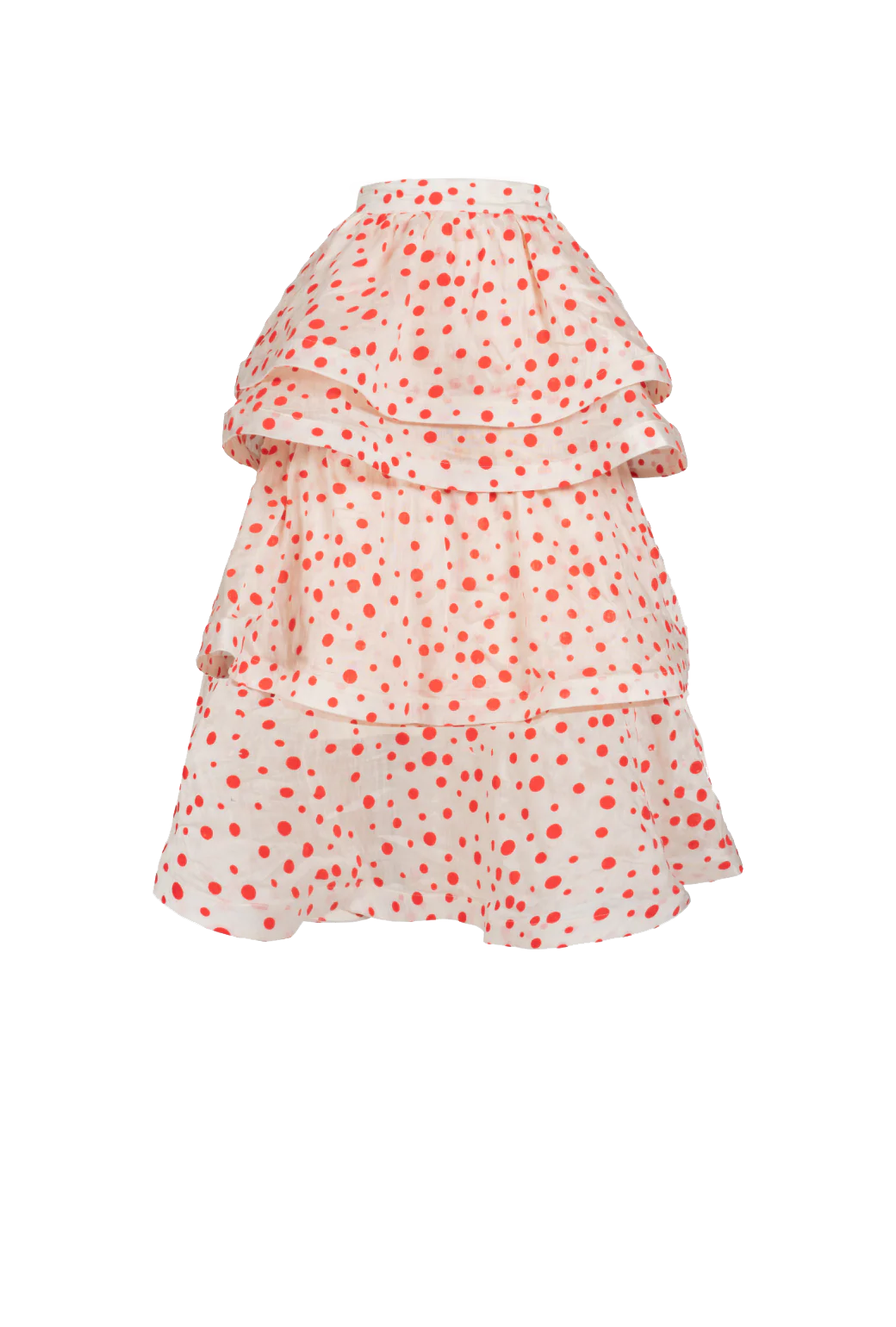 MIDI Teagan Tiered Skirt - Flocking Dot - BURU