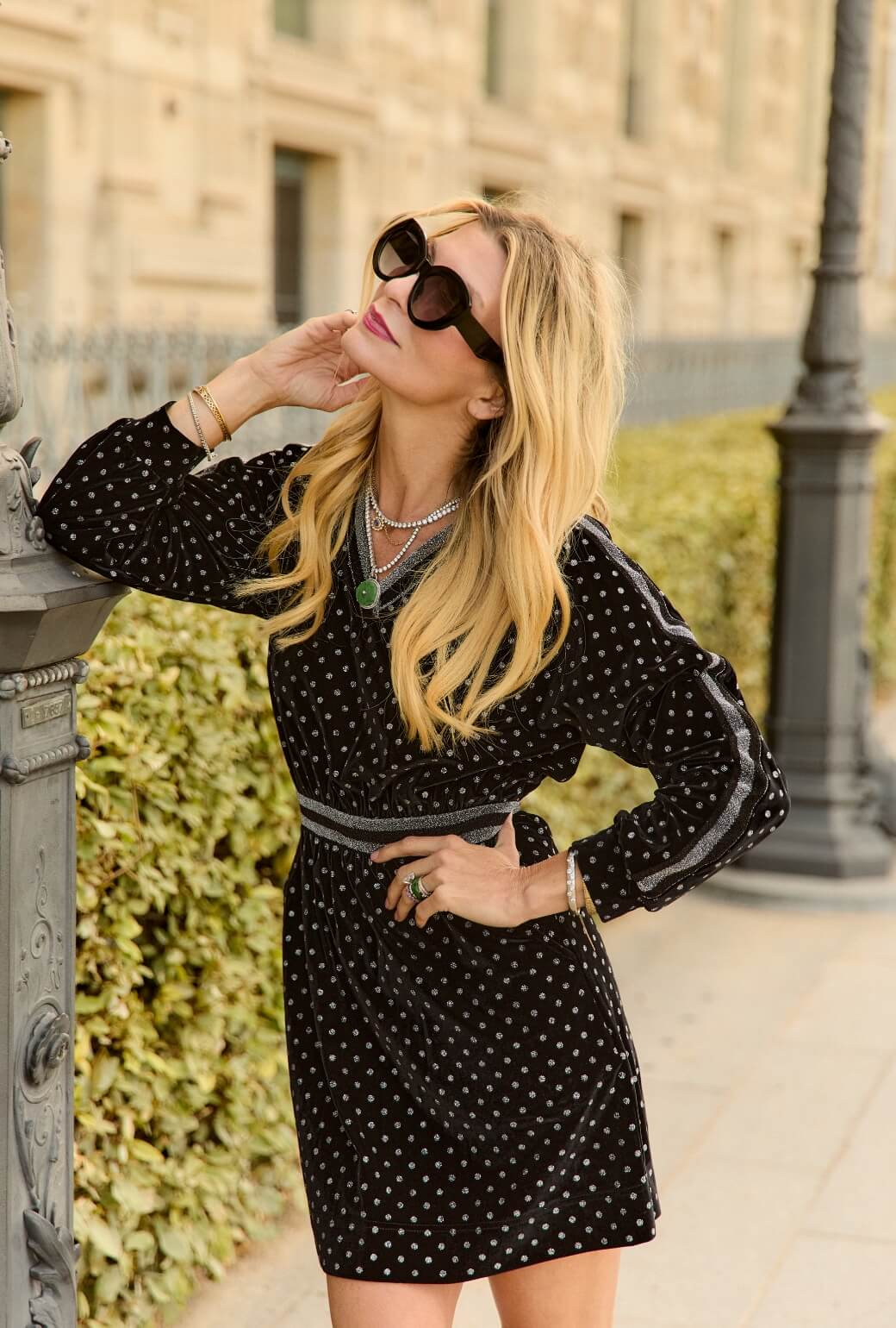 Mini Track Dress - Velvet Sparkle Dot - BURU