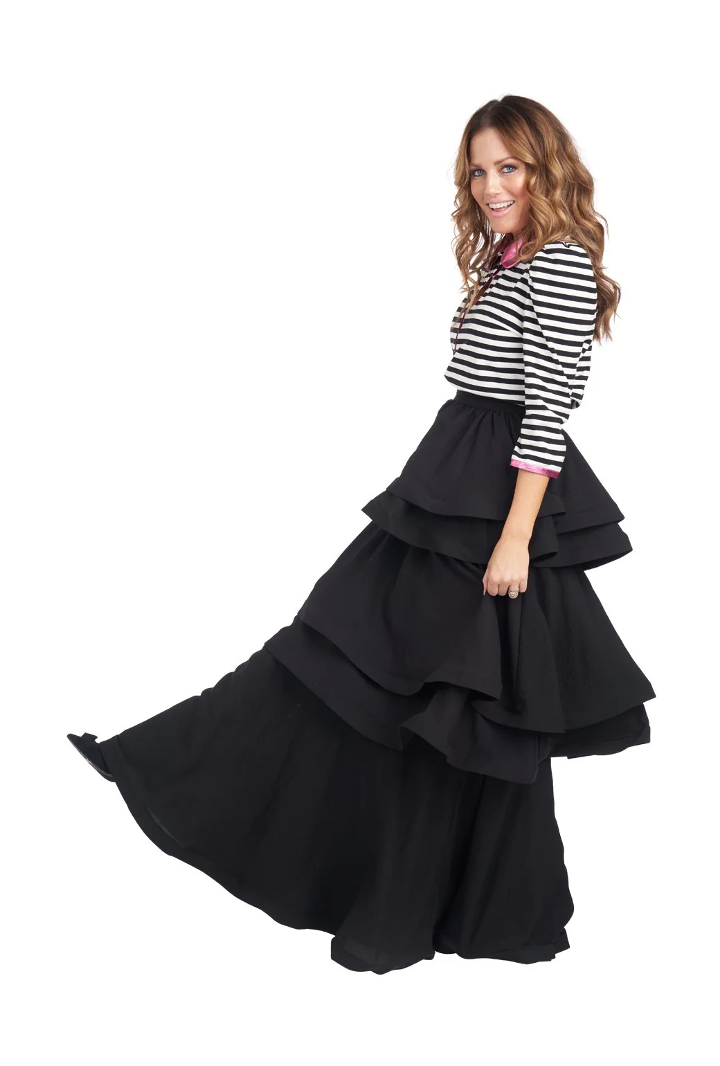 Teagan Tiered Skirt - Black - BURU
