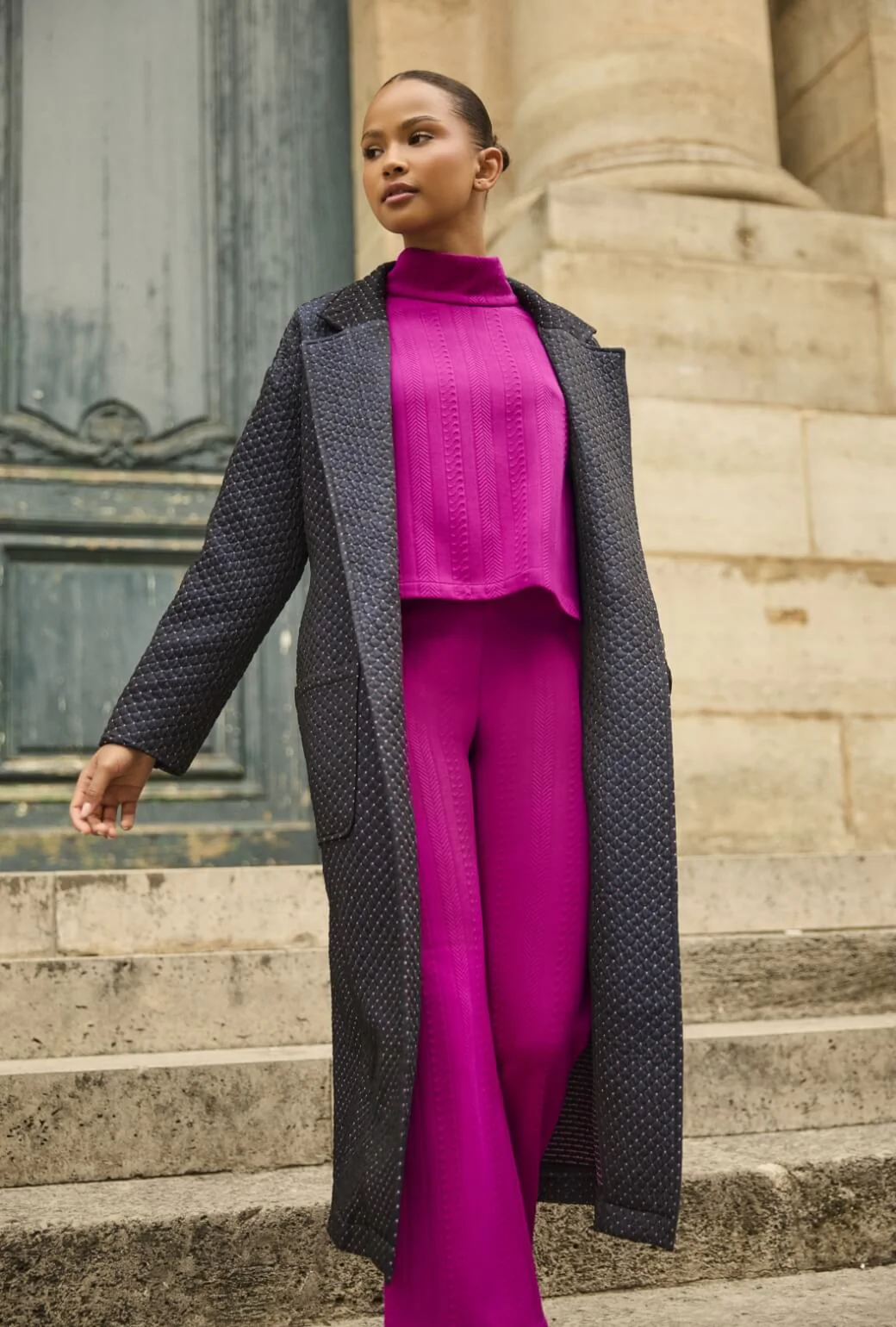 The Paley Pant - Fuchsia Cable-knit - BURU