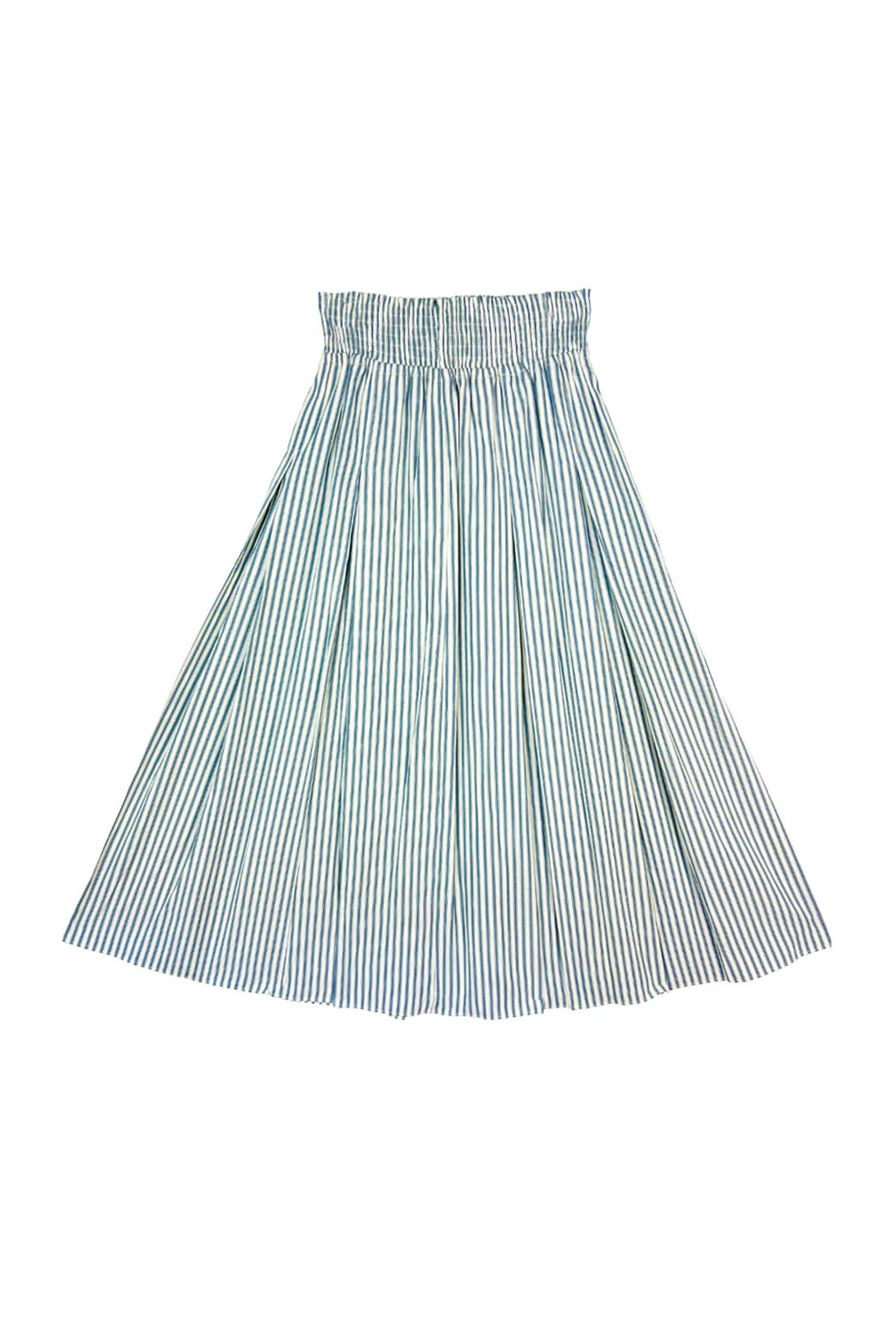 Smocked Waist MIDI Skirt - Deep Sea Stripe - BURU