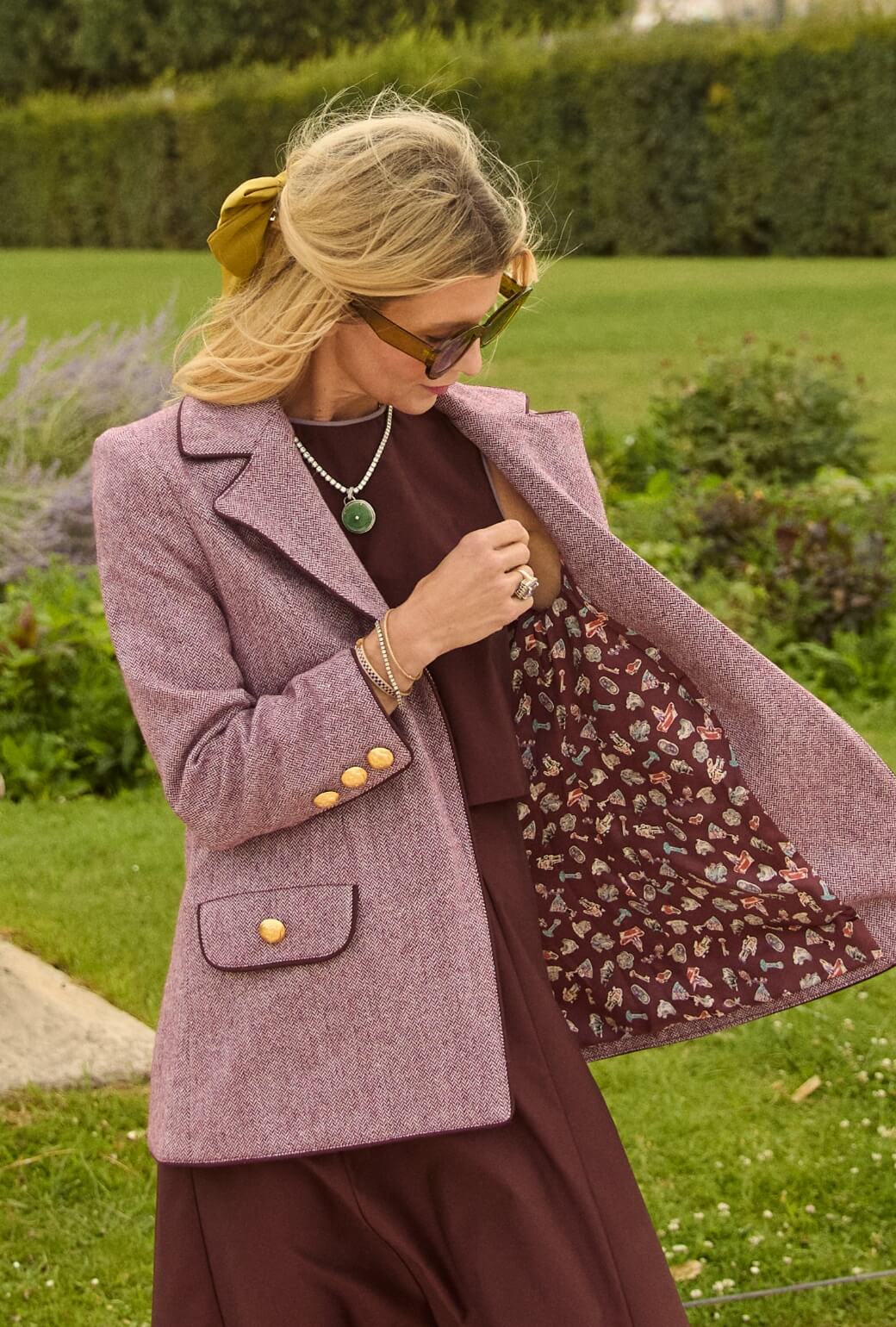 Boyfriend Blazer - Burgundy Herringbone - BURU