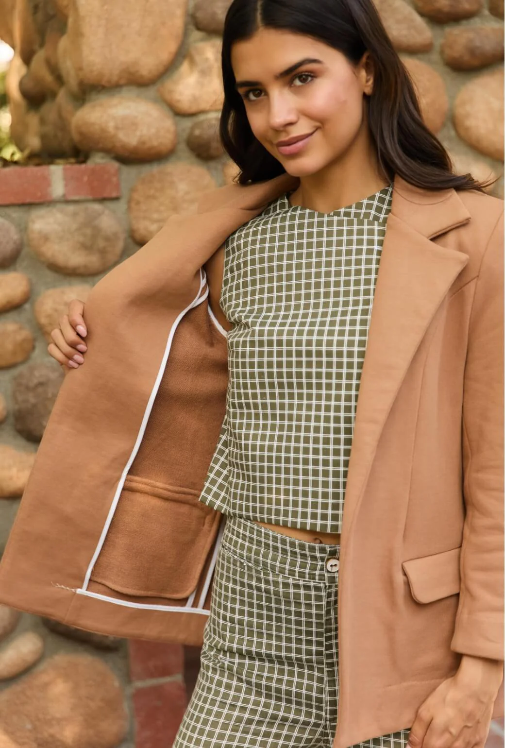 Boyfriend Blazer - Caramel Knit - BURU