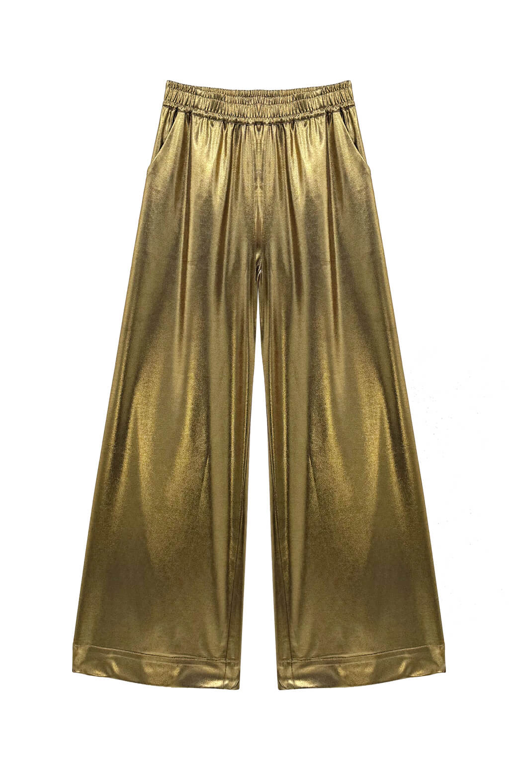 Wide Leg Trousers - Gold Lamé - BURU