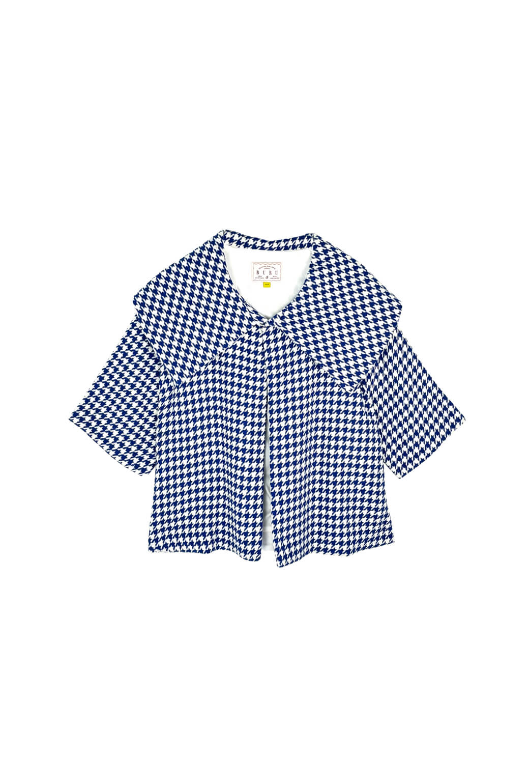 BF Cropped Car Coat - Blue Houndstooth - BURU