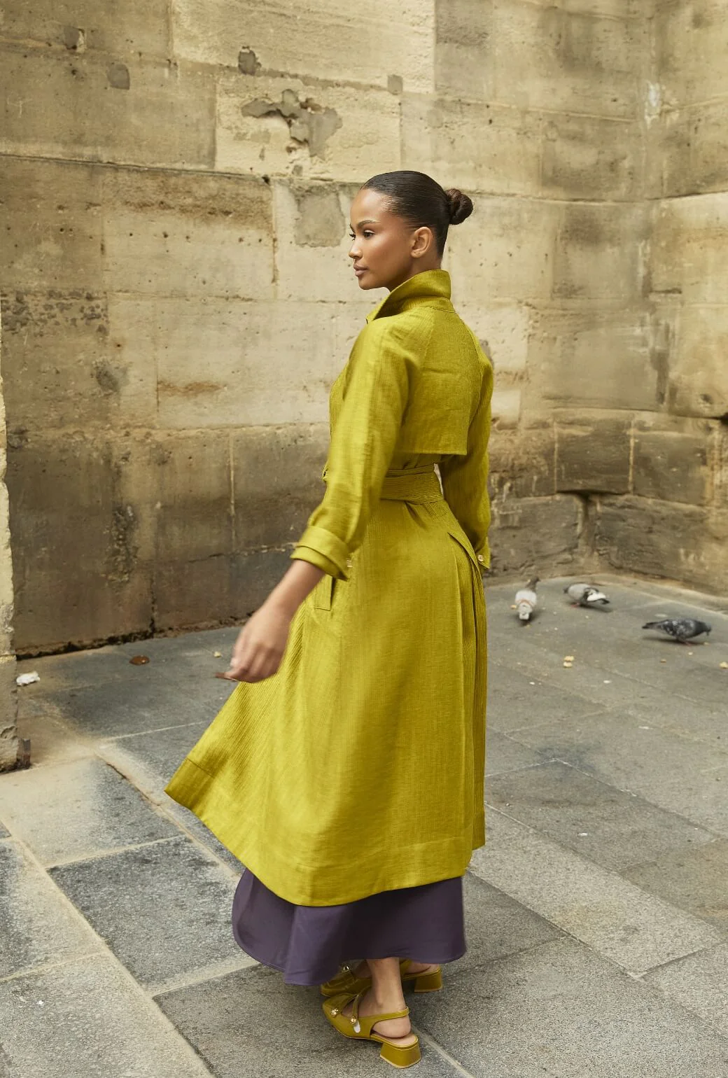 Trench Coat - Ribbed Chartreuse - BURU