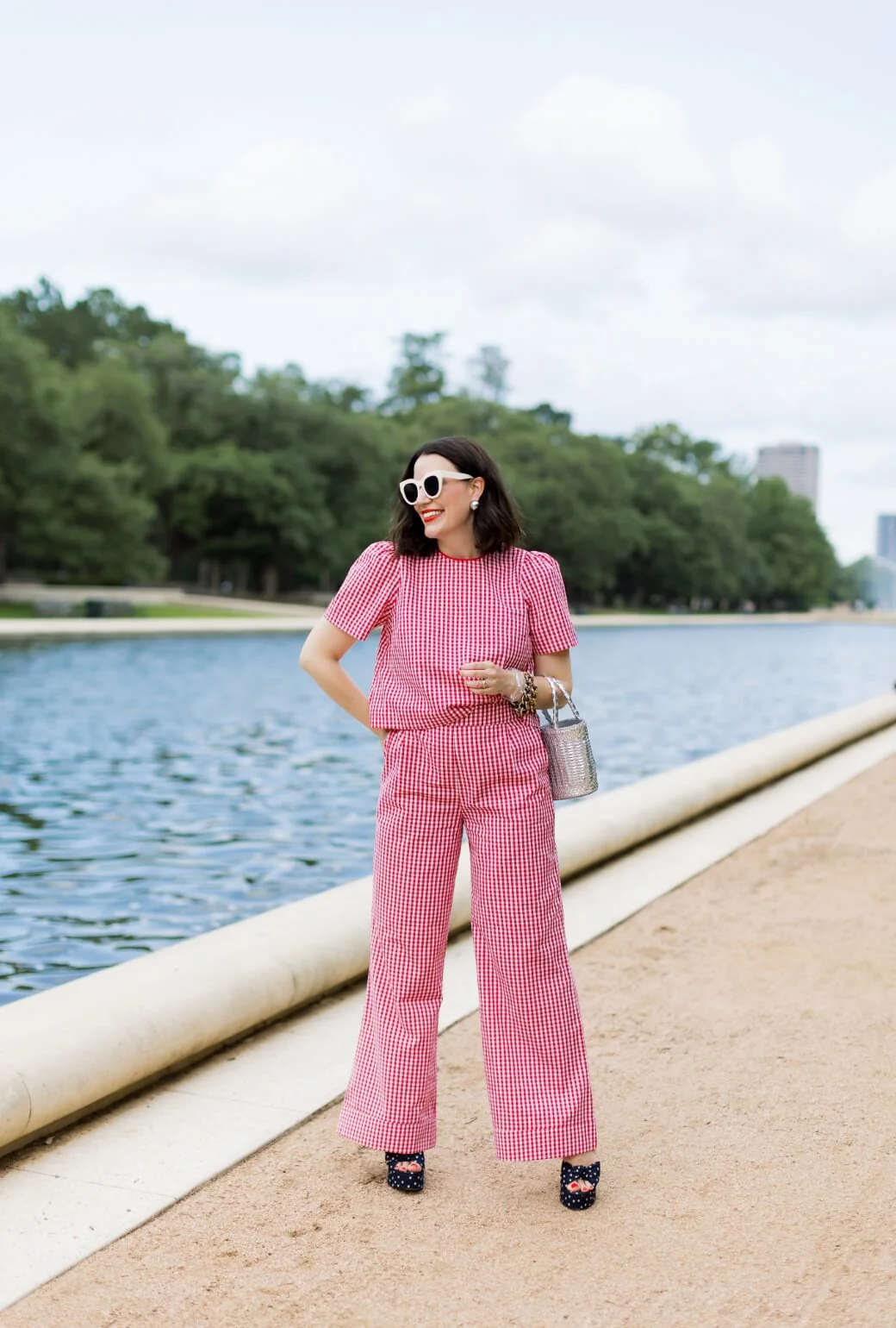 Buru x Val Hepburn High Rise Trousers - Red Gingham - BURU