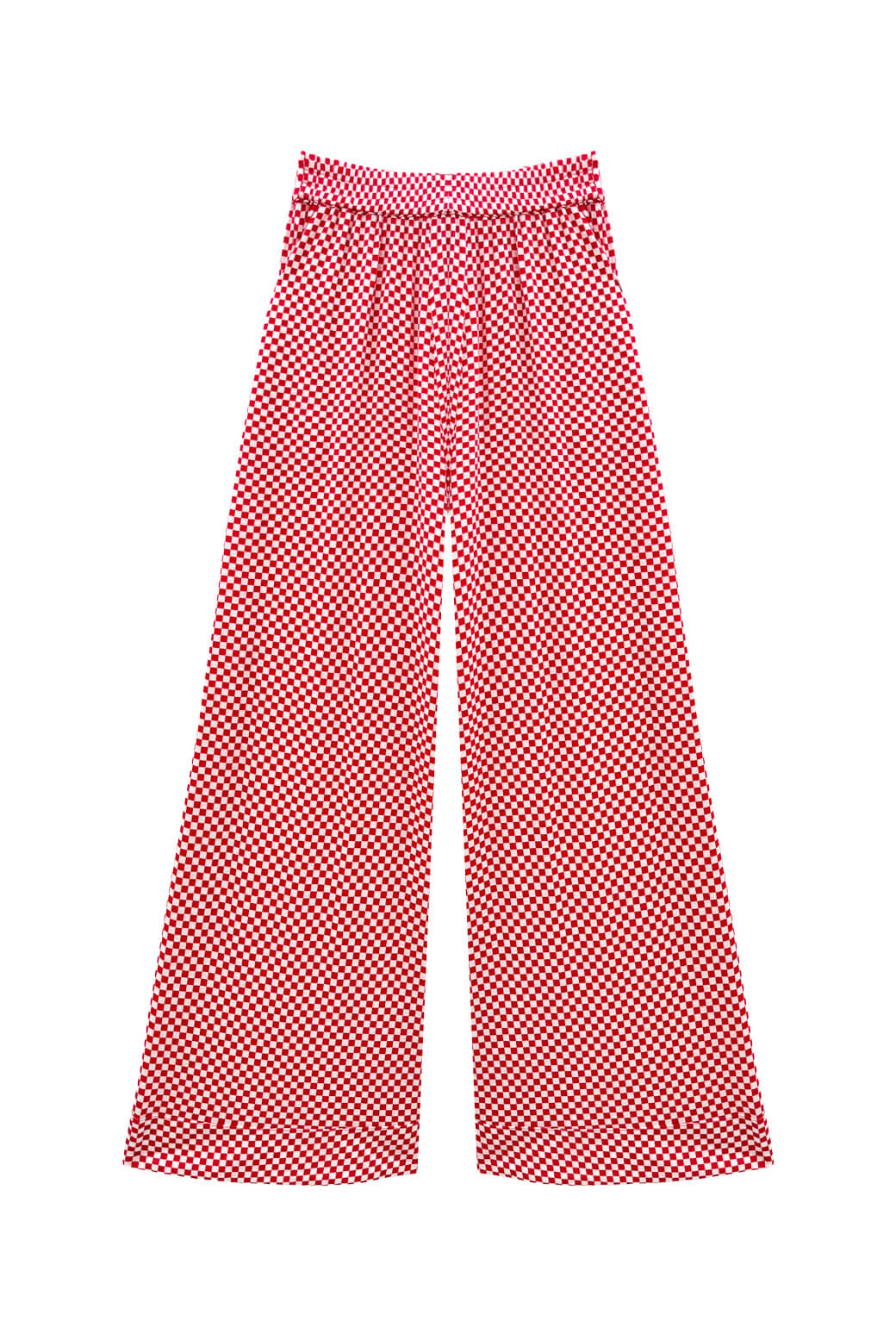 Buru x Val Wide Leg Knit Trouser - Red & White Checkerboard - BURU