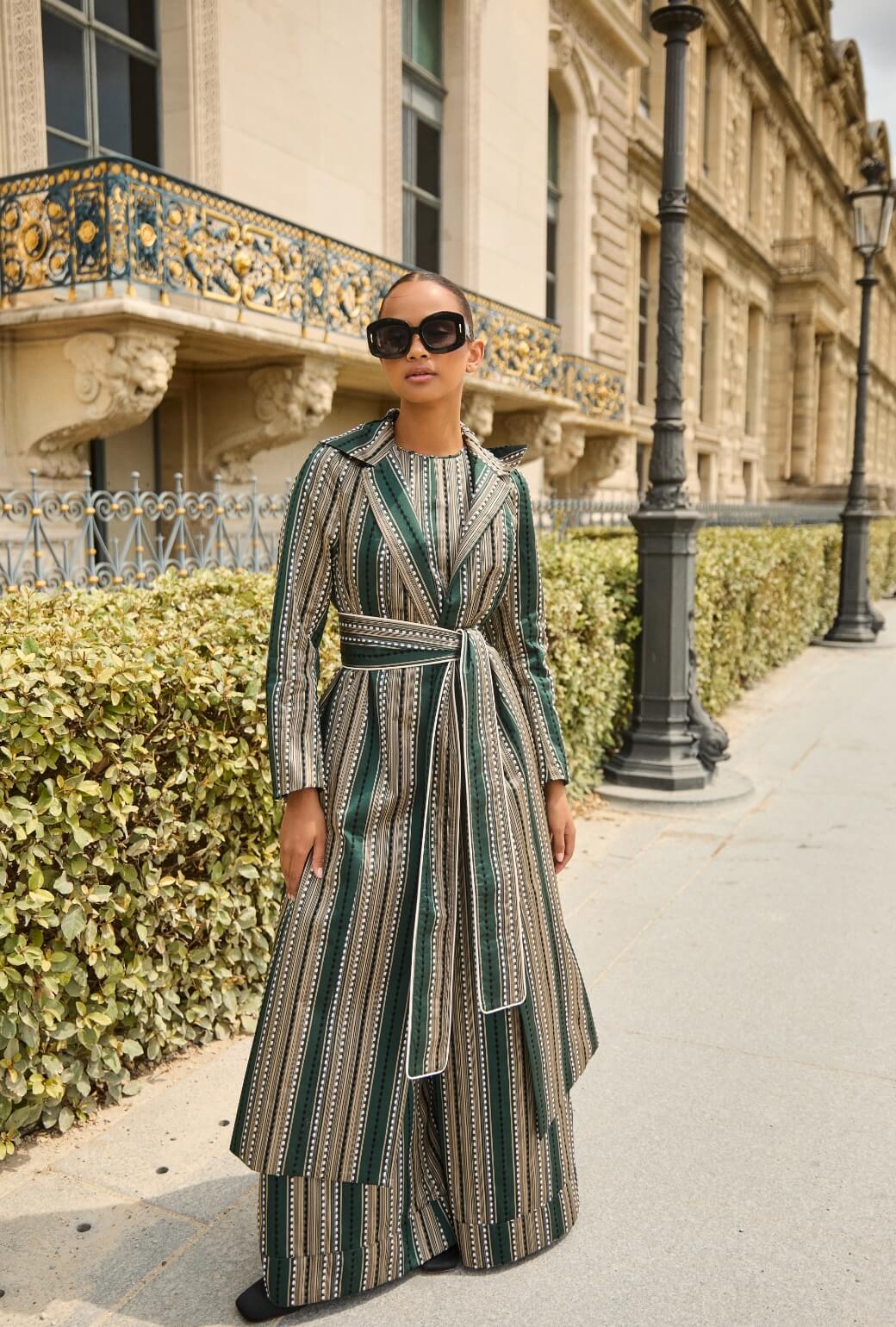 Evening Coat - Green Embroidered Silk - BURU