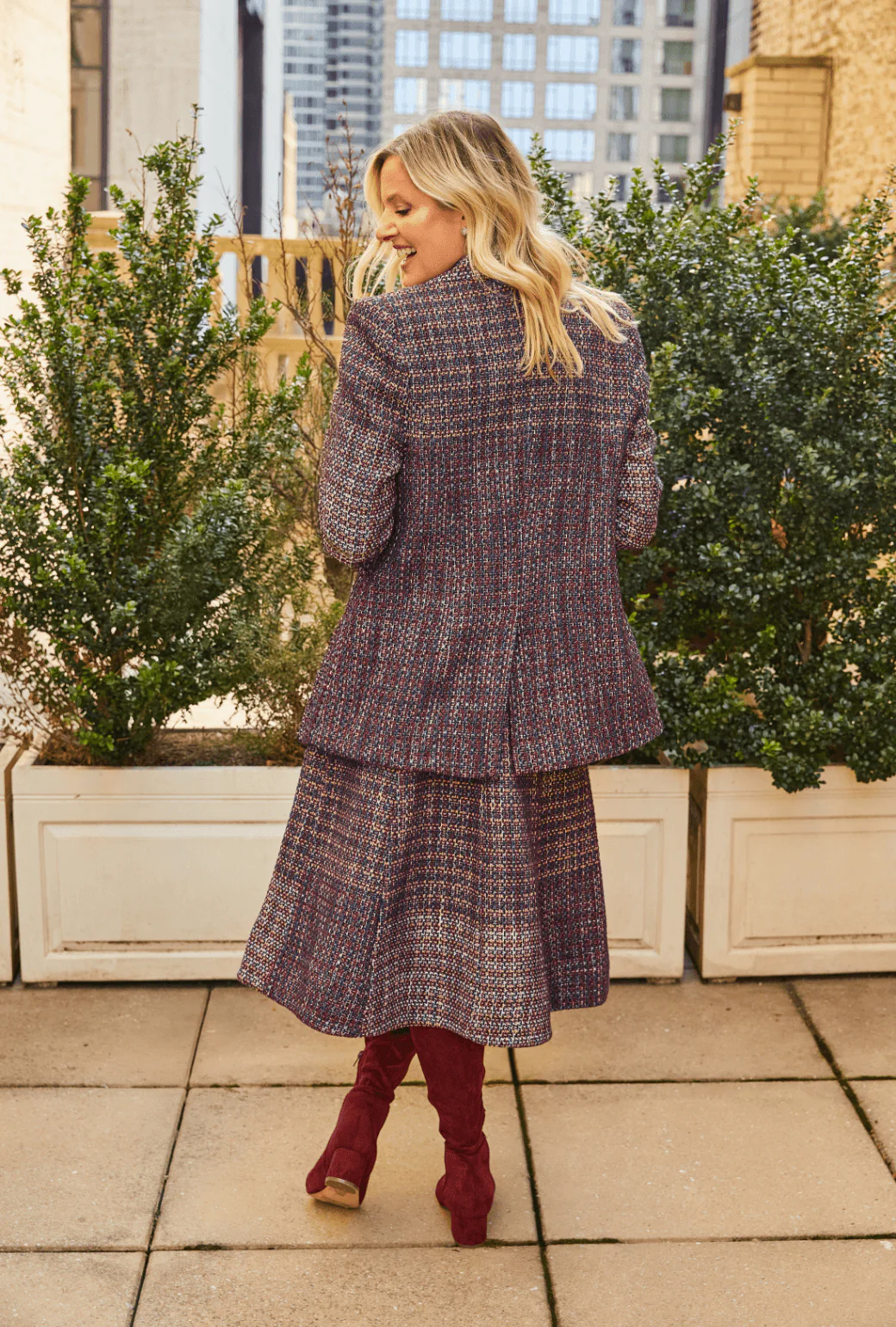 Boyfriend Blazer - Cranberry Tweed - BURU