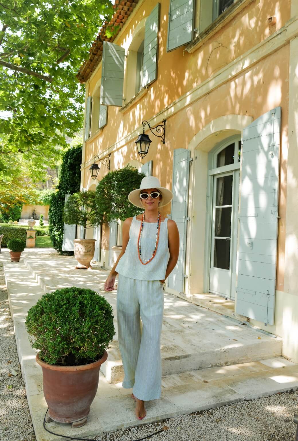 The Stokes Swing Top - Green Linen Stripe - BURU