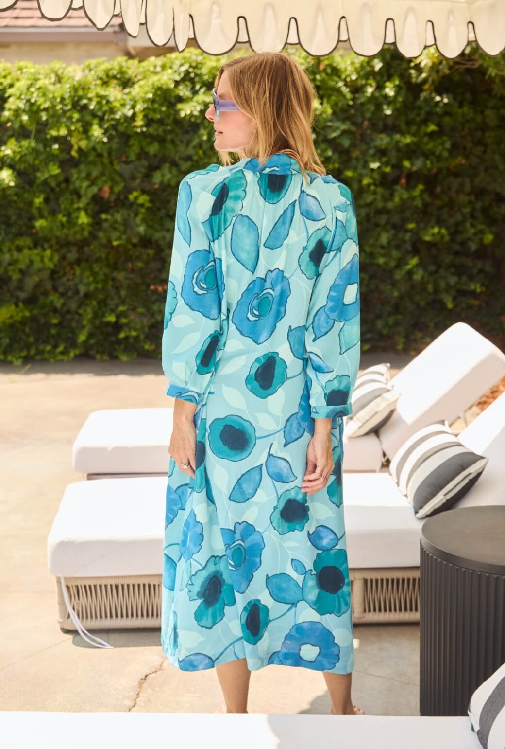 Bow Housecoat - Aquamarine - BURU